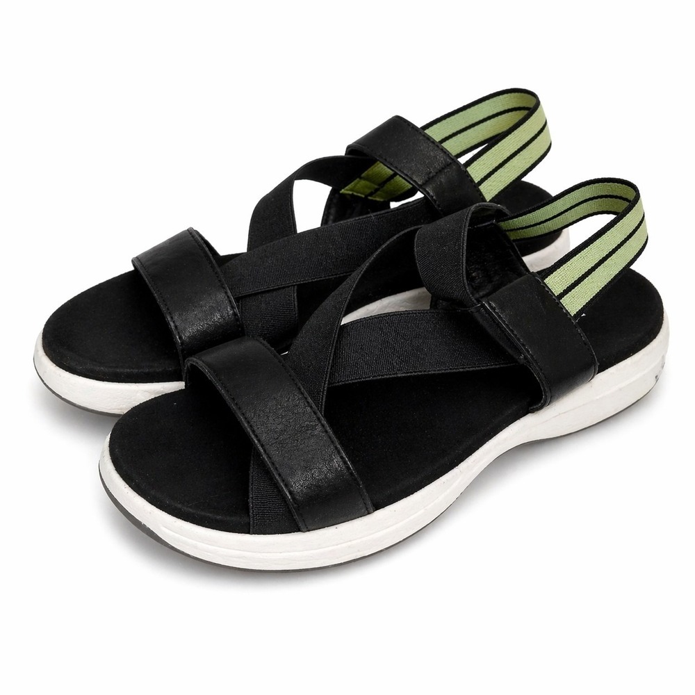 Hush Puppies Bounce Plus Sandals Womens Size 8 Black Platform Slingback Stretch